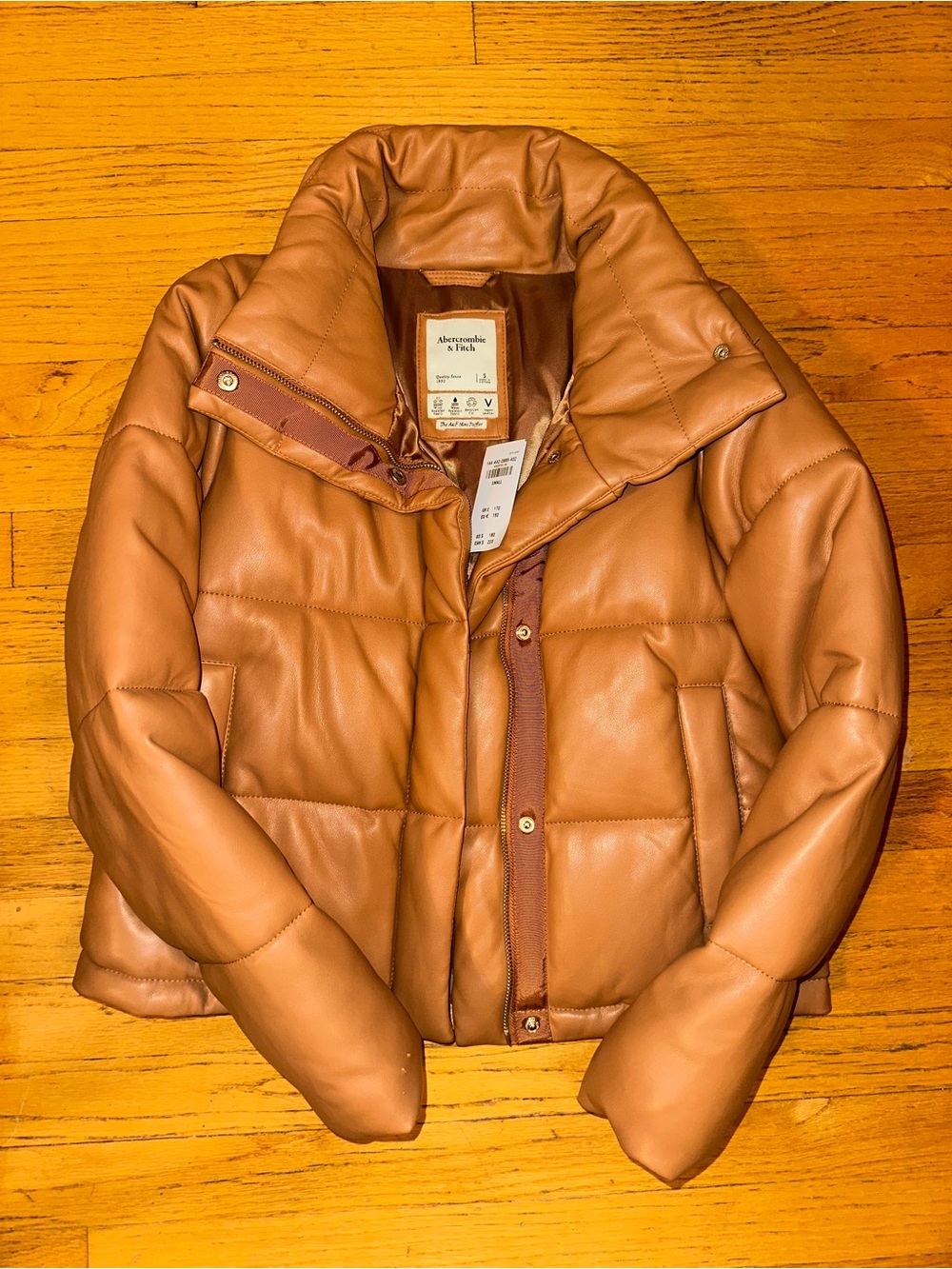 Abercrombie leather puffer jacket